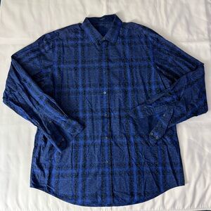 Bugatchi Uomo Classic Fit Blue Patterned Long Sleeve Button Down Shirt